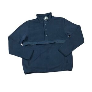 Starter NEW Women Standard Polar Fleece Snap Up Pullover Kangaroo Large Black